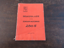 Zundapp 250S 250 S  1957 Ersatzteil-Liste Teilekatalog Ersatzteilliste