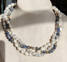 Natürlich Weiß Perlen & Blau