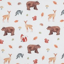 Waldtiere weiß Stoff