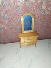 Nostalgie-Kommode+Spiegel-Badezimmer -Modeladen-Kaufladen-Puppenhaus-Puppenstube