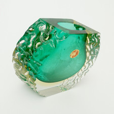 Blockvase Vase Mandruzzato Murano Glas Blumenvase  3-farbig Sommerso Italy 60er