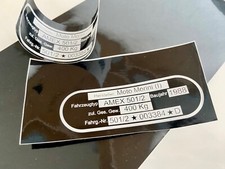 Aufkleber als Typenschild geeignet für Piaggio, Vespa,  graviert inkl. Daten