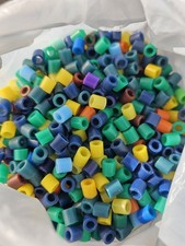Walzenperlen aus Plaste DDR, unbenutzt bunt 235g, Basteln,Fädeln,Bügelperlen 