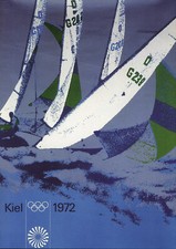 Kiel 1972 Olympia Sommerspiele Segeln Schilksee Kunstdruck Werbung 676