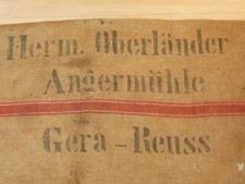 alt Mehlsack Getreidesack Hermann Oberländer Angermühle Gera Reuss 1930er antik