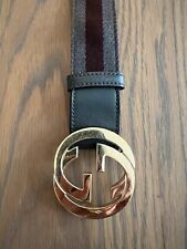 Damengürtel, GUCCI, Stoff-Leder, dunkelgrau