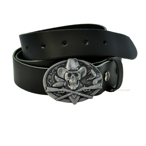 Cowboy skull buckle biker - cowboy,