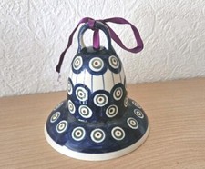 Polen Boleslawiec Zaklady große Glocke Handbemalt Keramik Weihnachten