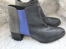 ♥ Stiefelette in Leder/Wildleder ❤️ Gr.39 ♥ Grau/Blau ♥ Elafor ♥ NEU! 