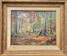 Unleserlich signiert: Waldinneres mit Feldlager, ca. 1890 (Polen?)