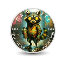  Urban Bandit The Graffiti Raccoon 1oz Fine Silver Coloured Coin