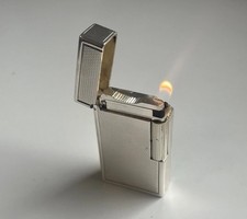 S.T. Dupont Feuerzeug Ligne 1 Linie 1 Groß Silber Ungraviert NEU Abgedichtet RAR