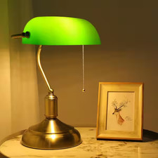 Bankers Desk Lamp 15in Antique