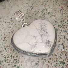 Großer herzförmiger Magnesit 925 Silber Edelstein Anhänger.   ATEMBERAUBEND (2726)