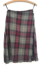 Vintage 60s Pure Wool Checked Tartan Pleated Kilt Skirt | S 10 | Green Red