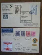Österreich 2x Erstflug DC-9 Flugpost Wien-Rom-Wien Vignette DC-9 + Spendenmarke