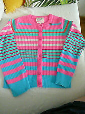 Mim-Pi Strickjacke Gr 152 pink-türkis-silber-seegrün gestreift leichte Qualität