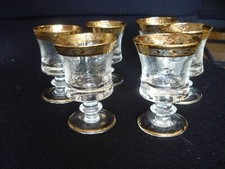 6 Murano Medici Sherry Port - Südwein Glas Kristall Goldrand - Ätzdekor Gläser