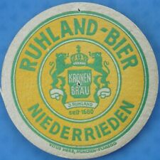 Alter Bierdeckel Ruhland-Bier Niederrieden um 1954 mit Impressum