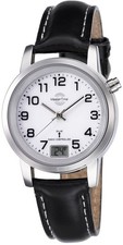 MASTER TIME Funkuhr MTLA-10295-12L Quarz Lederarmband Silber/Schwarz B-WARE