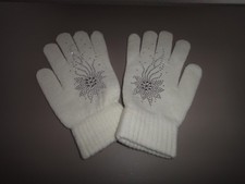 Kinder Mädchen Handschuhe Winter weiß mit Glitzersteinen Einheitsgröße