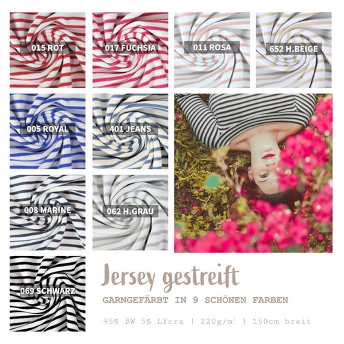Baumwolljersey gestreift bw - baumwolljersey,