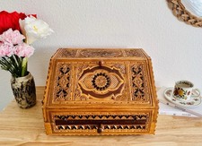 Kunstvoller Vintage Reisesekretär Folklore 1950er Schreibtisch Organizer