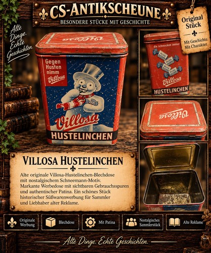 Antike blechdose villosa - antike,