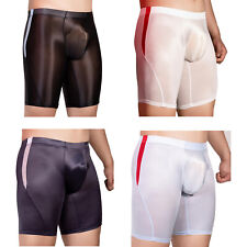 DE Herren Durchsichtige Shorts Öl Glänzend Nylon Leggings Boxershort Unterwäsche