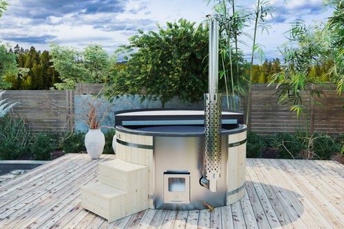 Badefass mit holzofen pool - badefass,