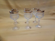 6  hochwertige,  Kristall-Weingläser mit breitem Goldrand 70er Jahre Zwiesel