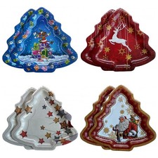 Adventsteller 2x Weihnachtspappteller in Baum Form mit Weihnachtsmotiv