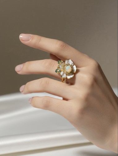 Goldfarbener blumenring opal - blumenring,