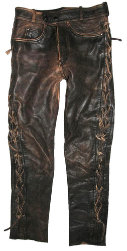 Herren schnür lederjeans - herren-, /