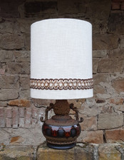 ***VINTAGE STEHLAMPE*TISCHLAMPE*FAT LAVA*70ER JAHRE*KERAMIK*STOFFSCHIRM*RETRO***