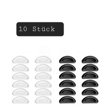 👓 10× Silikon Nasenpads selbstklebend 15×7mm – Weiß/Schwarz – Für Brillen