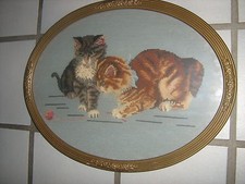 altes Katzenbild gestickt