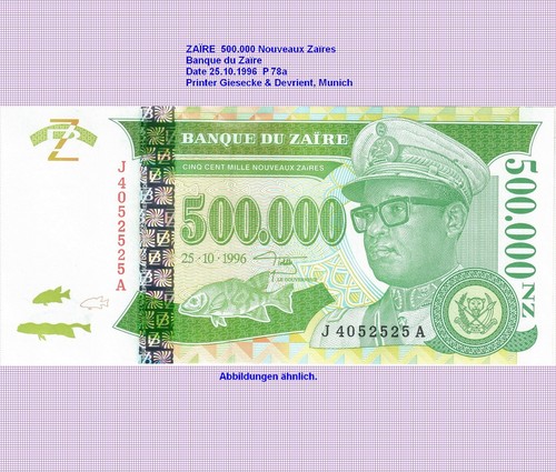 Zaire 500000 new - new, zaires
