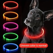 LED Leuchthalsband LED Hundehalsband zuschneidbar Blinklicht USB wiederaufladbar