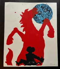 Jörg Immendorff Siebdruck "Ohne Titel" (Pferd, Affe, Augenkugel)