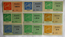 9 Banknoten 0,10 bis 1000 Mark