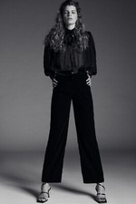 ZARA Kombinierte Bluse mit Volant, Schwarz