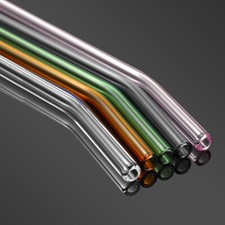 4x GLAS TRINKHALM TRINKRÖHRCHEN STROHHALM  HALM wiederverwendbar gebogen bunt