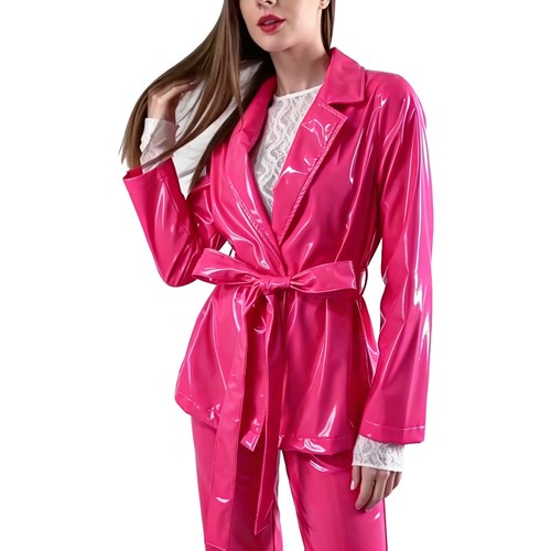 Damen pvc leder umlegekragen - pvc,