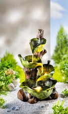 LED-Gartenbrunnen Fontana Brunnen Garten Balkon Terrasse Kunststein 46cm LED