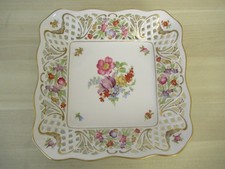 Schüssel  Durchbruchporzellan  Schumann Empress  Dresden  Flowers   21 x 21 cm
