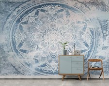 Fototapete Mandala Weiß Blau