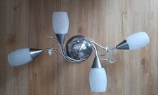 Decken 4x Lichter Lampe Glas Beleuchtung Chrom Leuchte