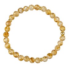Citrin Armband - Edelsteinarmband 6mm facettiert - Perlenarmband gelb D151