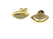 Echte Diamant Ohrstecker Silber mit 14 Karat Gold verarbeitet 